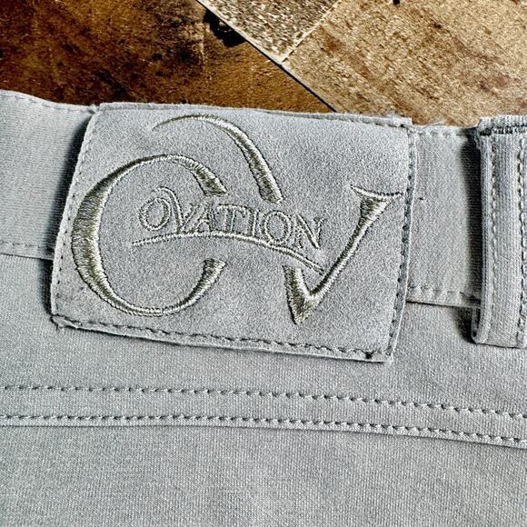 OVATION Riding Pants Tights Knee Inseam Patches Horseback Equestrian Tan 26R - Picture 5 of 15